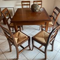 Set tavolo quadrato allungabile con 6 sedie cucina