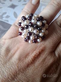 Anello Argento 925 Perle Granati