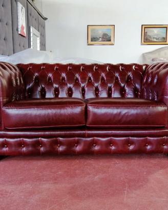 Chester 2 posti in vera pelle vintage vinaccio