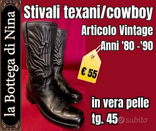 Stivali texani/cowboy in vera pelle - Vintage