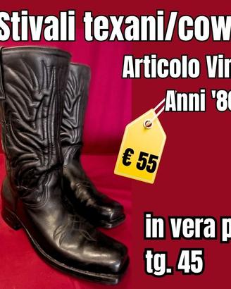Stivali texani/cowboy in vera pelle - Vintage