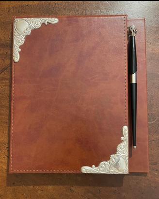 Porta taccuino block notes vintage pelle e argento