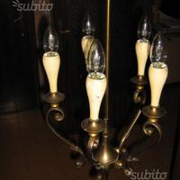 Lampadario VINTAGE vecchio in ottone con 5 bracci