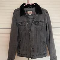 Giacca jeans nera Pull&Bear M collo pellicciotto