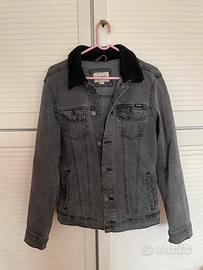 Giacca jeans nera Pull&Bear M collo pellicciotto