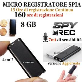 MICRO REGISTRATORE AUDIO VOCALE 8 gb GB SPY SPIA