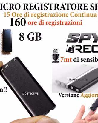 MICRO REGISTRATORE AUDIO VOCALE 8 gb GB SPY SPIA