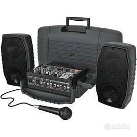 Mixer amplificato portatile + microf. Shure PGA 58