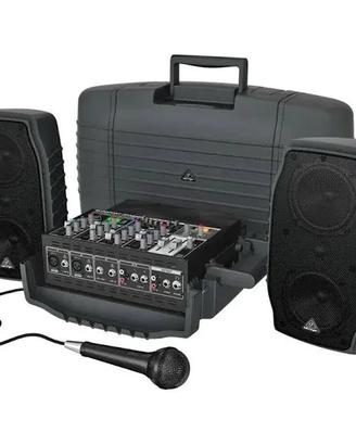 Mixer amplificato portatile + microf. Shure PGA 58