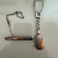 Portachiavi e ferma cravatte argento e oro