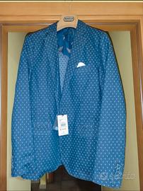 Giacca / Blazer uomo blu a micro-pois