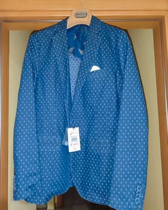 Giacca / Blazer uomo blu a micro-pois