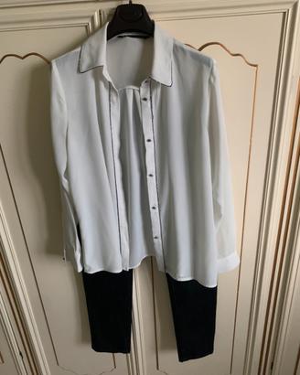 Completo jeans e camicia a manica lunga