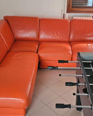 divano  ad angolo in pelle Arancione