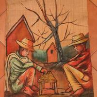 Tela africana dipinta a mano su tessuto 