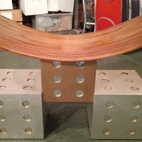 VECCHIA PANCA SGABELLO DESIGN NOCE ARGENTO DORATO