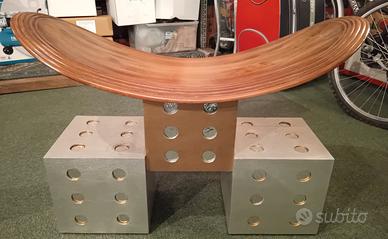 VECCHIA PANCA SGABELLO DESIGN NOCE ARGENTO DORATO