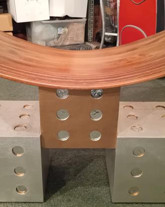 VECCHIA PANCA SGABELLO DESIGN NOCE ARGENTO DORATO