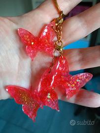 Portachiavi Charms Farfalle con Glitter