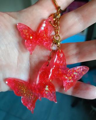Portachiavi Charms Farfalle con Glitter