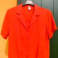 Camicia arancio a maniche corte con coulisse