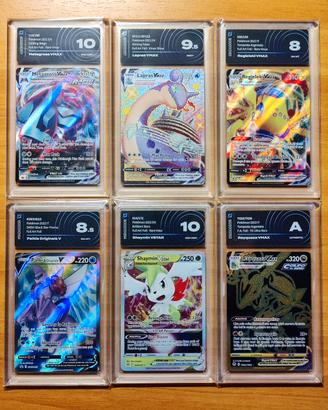 Lotto 6 carte Pokemon gradate da collezione 