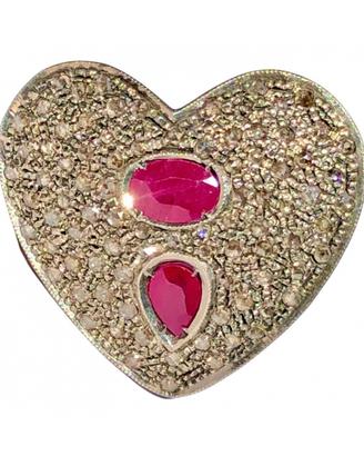 Raro anello a cuore vintage oro rubini diamanti