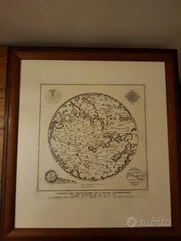 stampa mappamondo con cornice antica