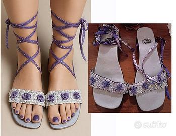 sandali con paillettes con cinturini da balletto