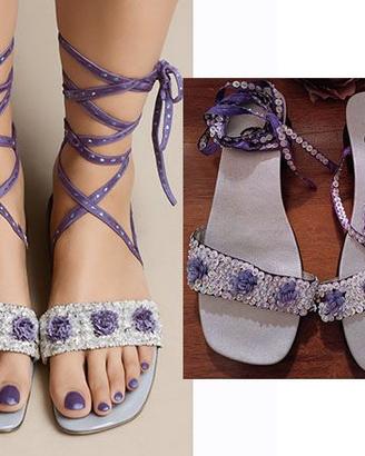 sandali con paillettes con cinturini da balletto