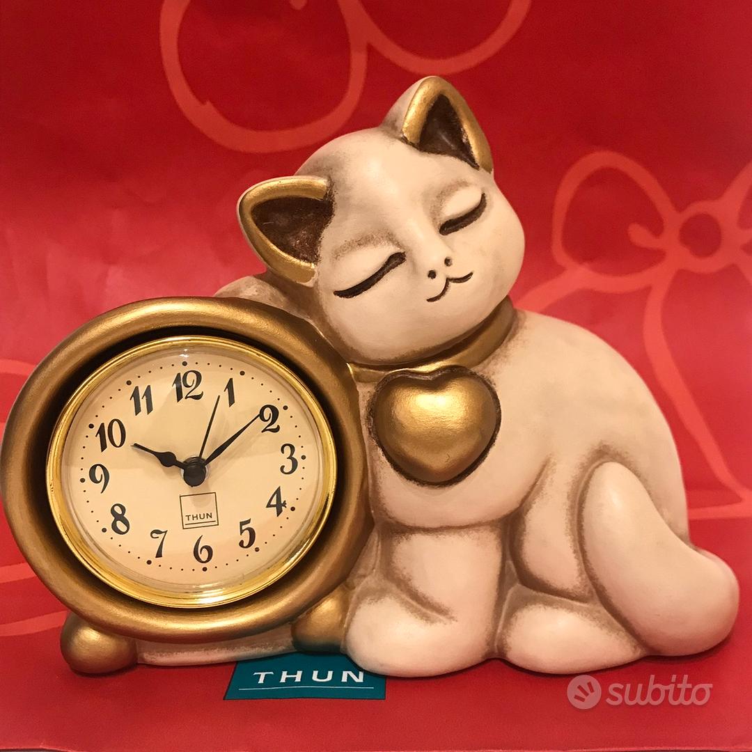 THUN* Orologio da tavolo Gatto cuore oro Originale Arredamento e