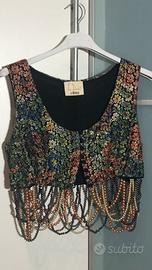 Gile' Vintage Con Frangia Di Perle E Ricami 