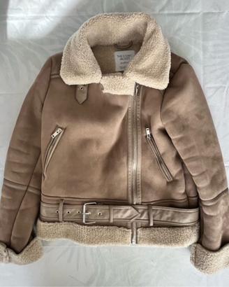 Giubbotto biker scamosciato beige S inverno