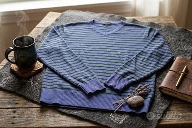 Maglione Uomo XXL a Righe Viola/Nero 