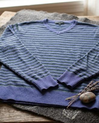 Maglione Uomo XXL a Righe Viola/Nero 