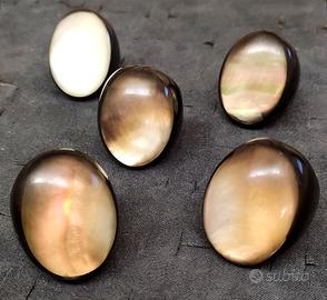  5 Anelli artigianali - pietre di ossidiana scura