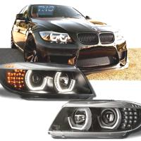 FARI BMW E90 E91 05-08 ANGEL EYES LED 3D FONDO NER