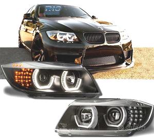 FARI BMW E90 E91 05-08 ANGEL EYES LED 3D FONDO NER