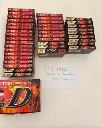 Lotto 48 audiocassette TDK vintage, nuove sigillat