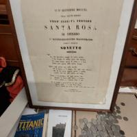 Viterbo Santa Rosa sonetto 1840 su seta rarità 