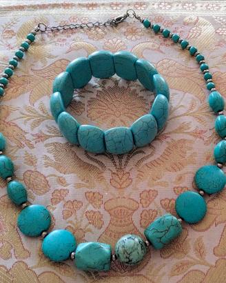 Collana e bracciale turchese