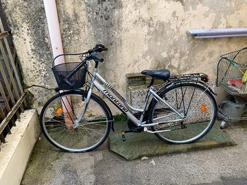 Bicicletta con marcie, cestino e porta pacchi