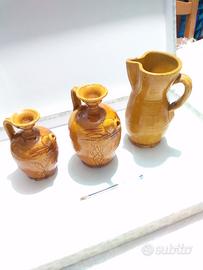 set caraffe vintage in coccio 