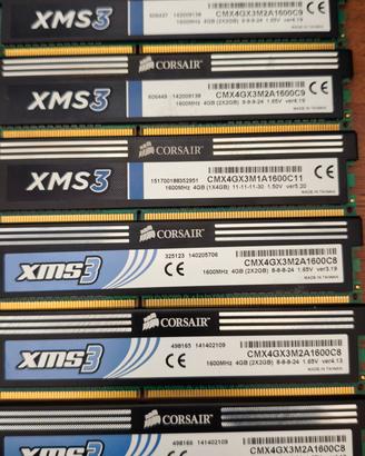 Blocco RAM DDR3 Corsair e Kingston 18GB Totali

