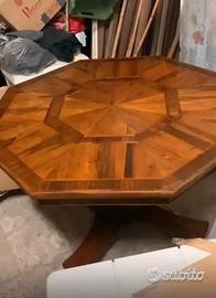 Tavolo Antico Intarsiato Ottagonale