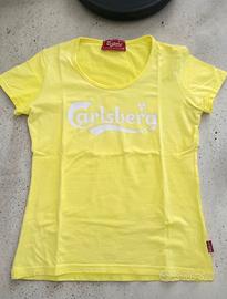 T-shirt Donna Carlsberg Giallo Fluo