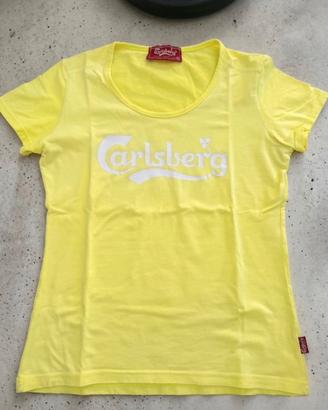 T-shirt Donna Carlsberg Giallo Fluo