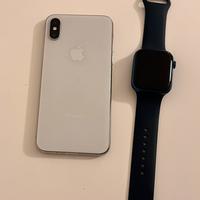 IPhone X Argento + Apple Watch Series 7 Blu 45mm