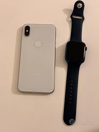 IPhone X Argento + Apple Watch Series 7 Blu 45mm