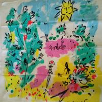 foulard opera d'arte, serigrafia su seta